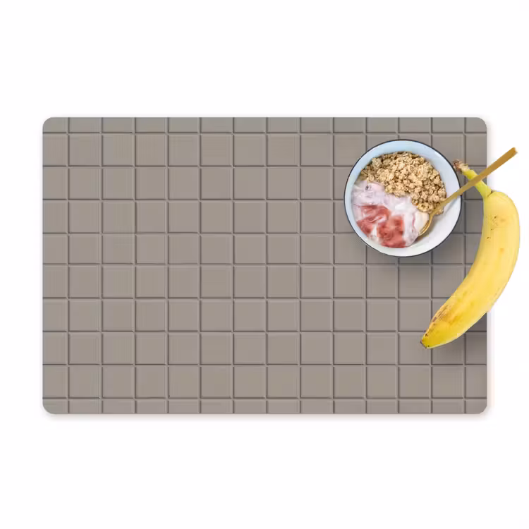Placemat - 6 stuks - Tegel - Patroon Kiezel - Grijs — 1