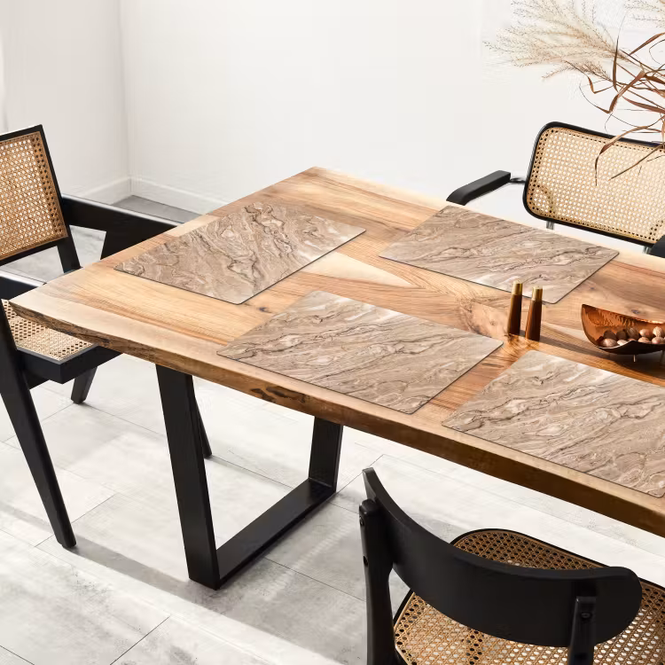 Placemat - 6 stuks - Textuur - Aders - Abstract - Modern - Beige — 5