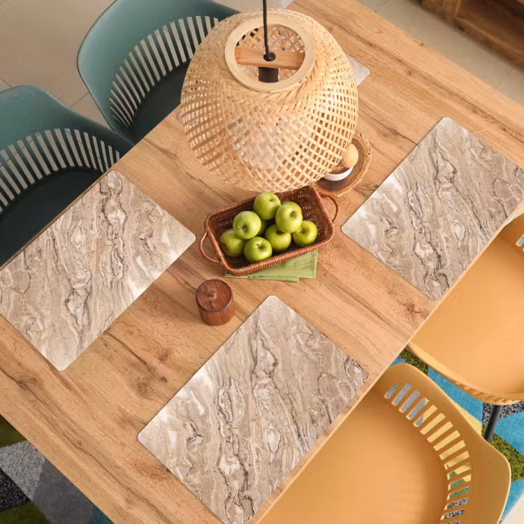 Placemat - 6 stuks - Textuur - Aders - Abstract - Modern - Beige — 6