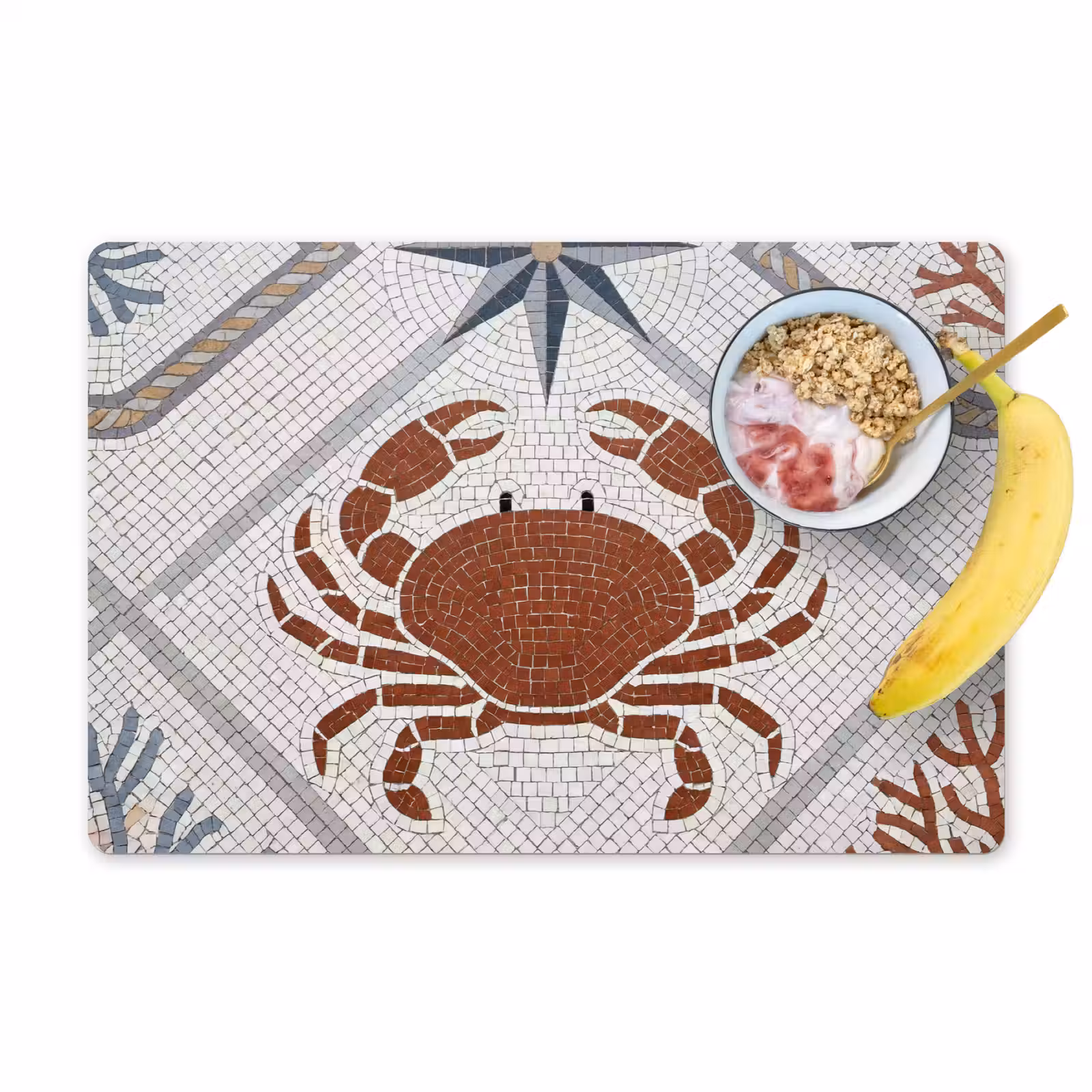 Placemat - 6 stuks - Dier - Mozaïek - Zee - Klassiek - Bruin — 1