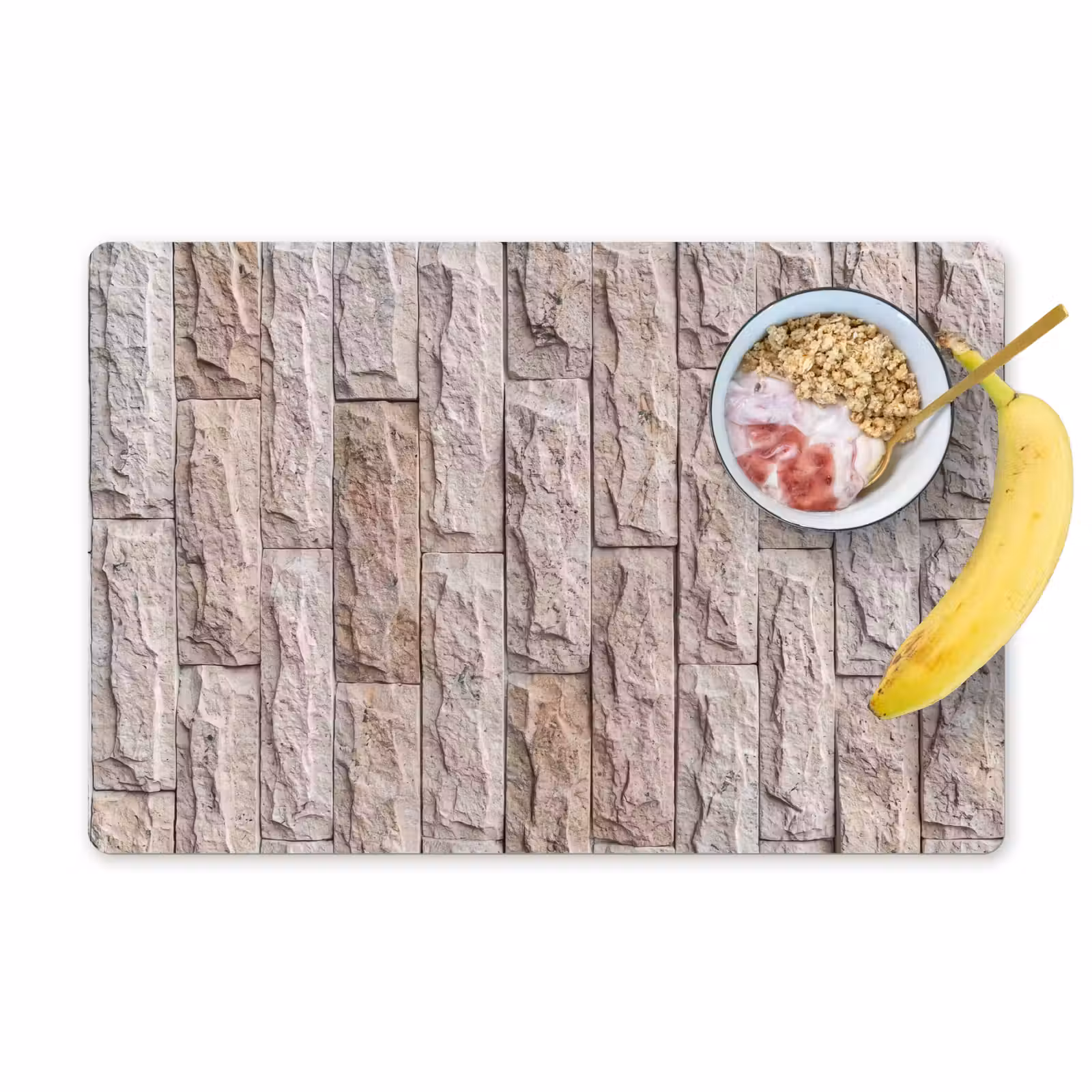Placemat - 6 stuks - Muur - Steen - Ruw - Beige - Textuur — 1