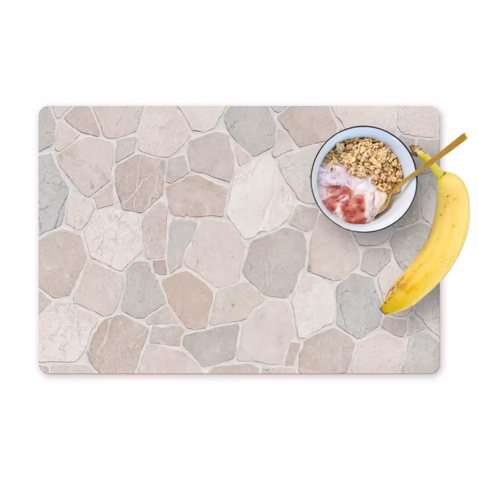 Placemat - 6 stuks - Steen - Patroon - Textuur - Beige — 1