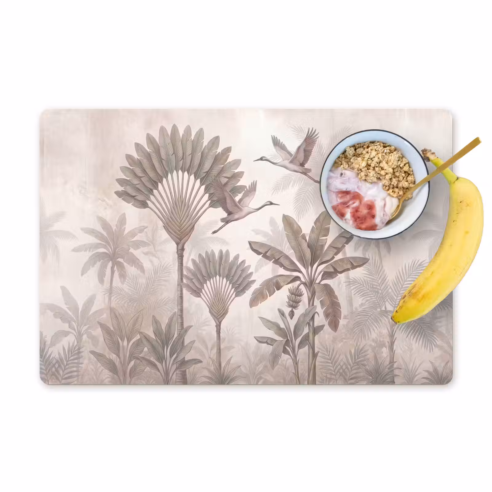 Placemat - 6 stuks - Vogel - Tropisch - Jungle - Natuur - Beige — 1