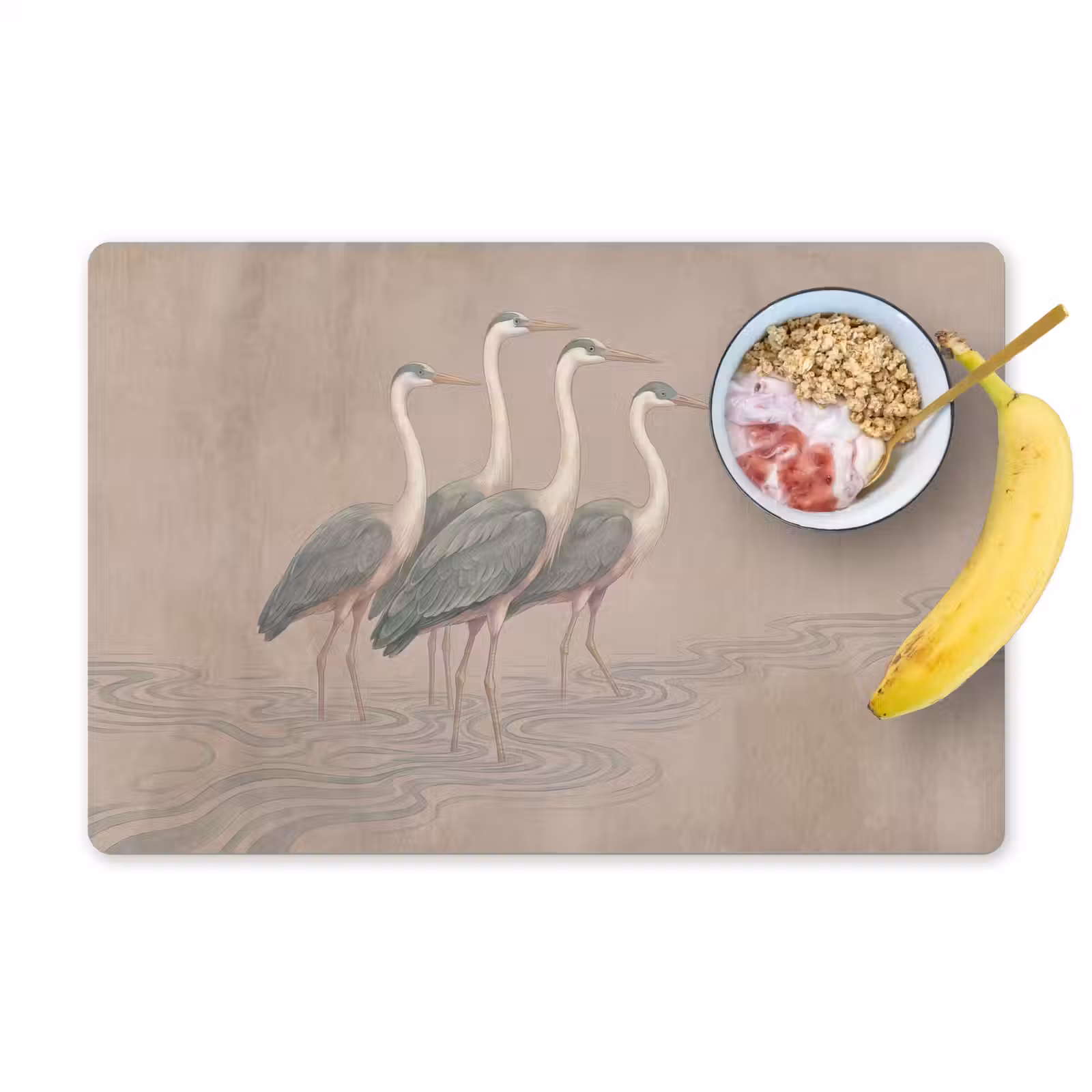 Placemat - 6 stuks - Vogel - Water - Natuur - Vintage — 1