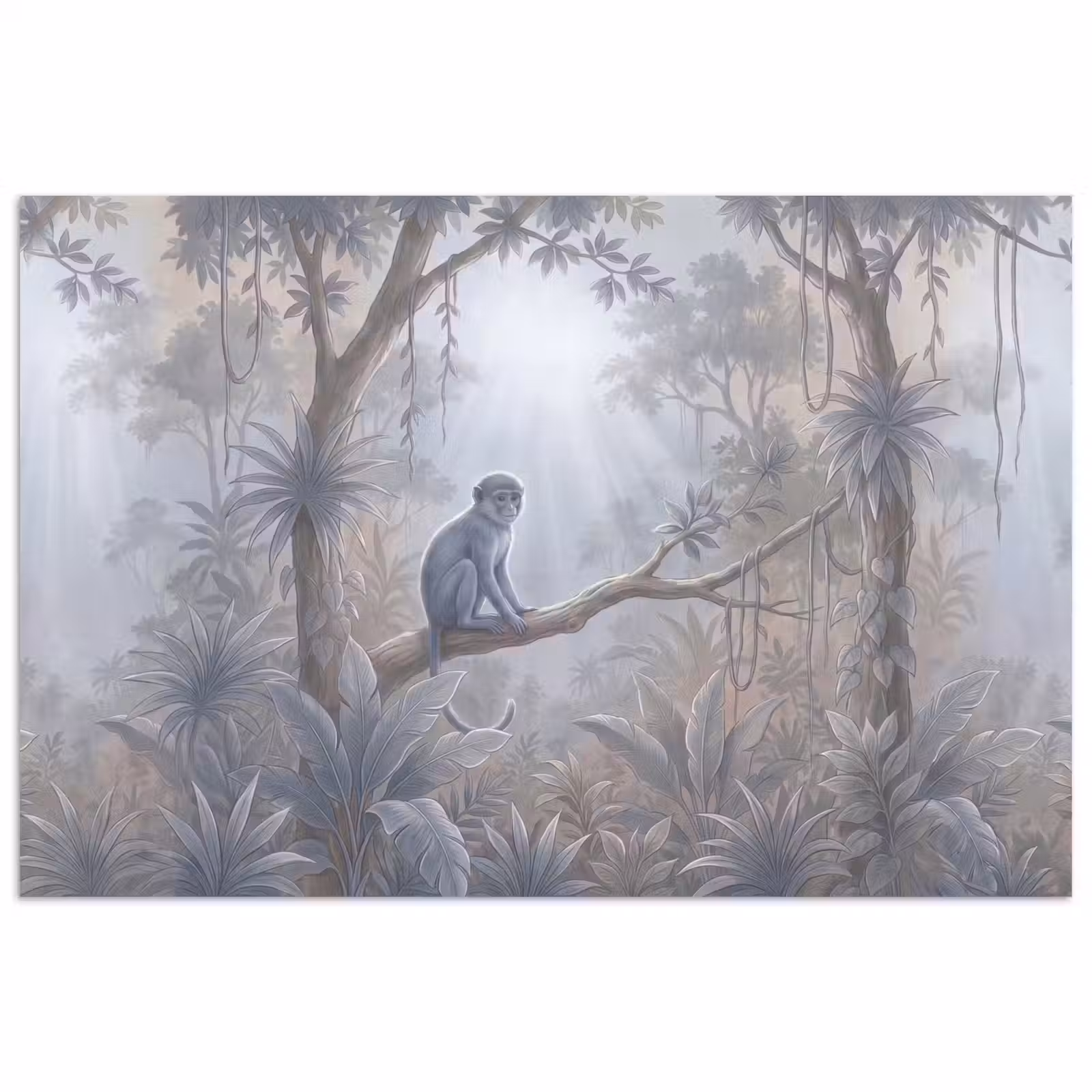 Poster - Aap - Boom - Jungle - Natuur - Grijs — 1