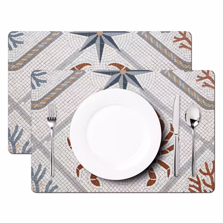 Placemat - 6 stuks - Dier - Mozaïek - Zee - Klassiek - Bruin — 2