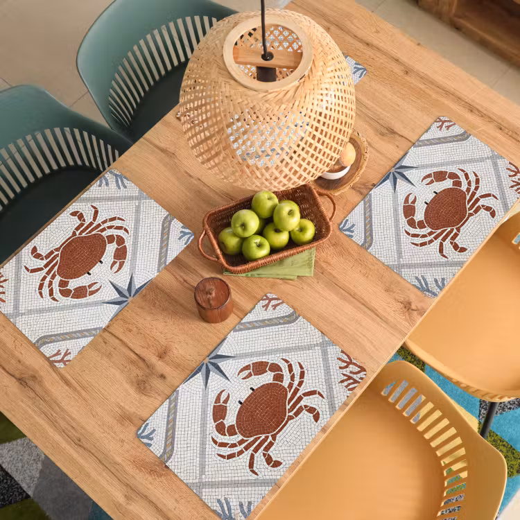 Placemat - 6 stuks - Dier - Mozaïek - Zee - Klassiek - Bruin — 6