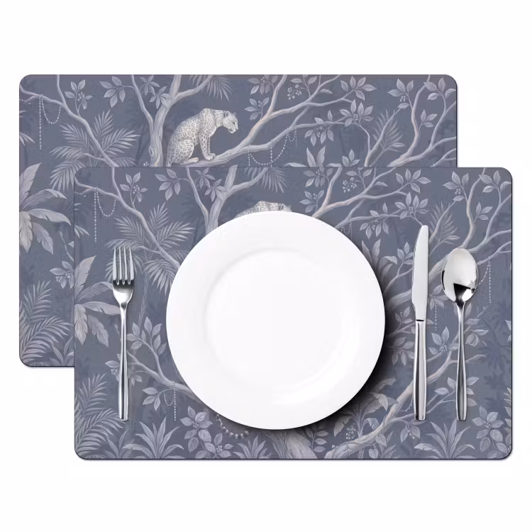 Placemat - 6 stuks - Dieren - Jungle - Illustratie - Bomen - Blauw — 2