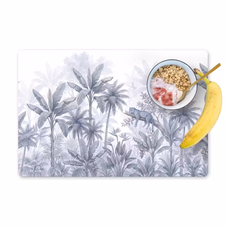 Placemat - 6 stuks - Kat - Tropisch bos - Modern - Grijs — 1