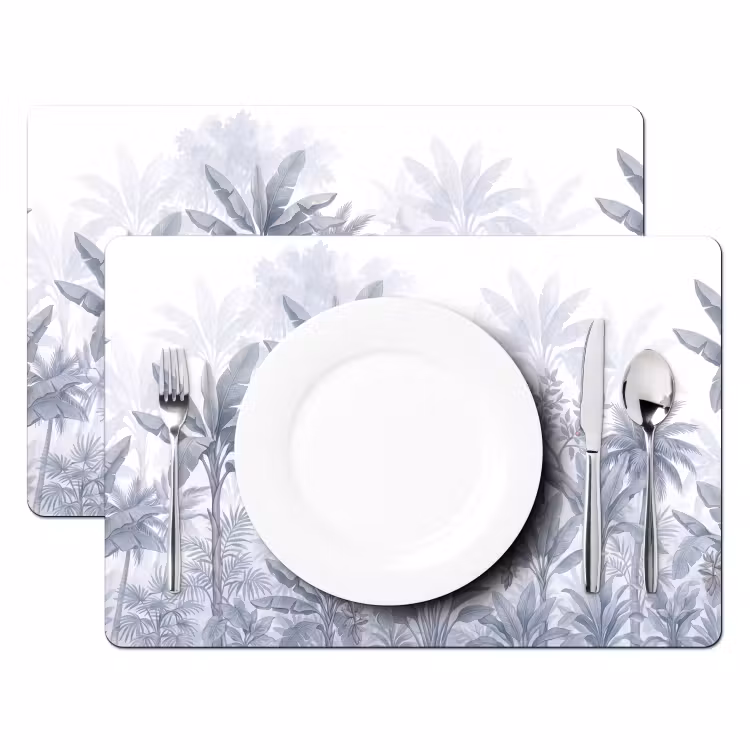 Placemat - 6 stuks - Kat - Tropisch bos - Modern - Grijs — 2