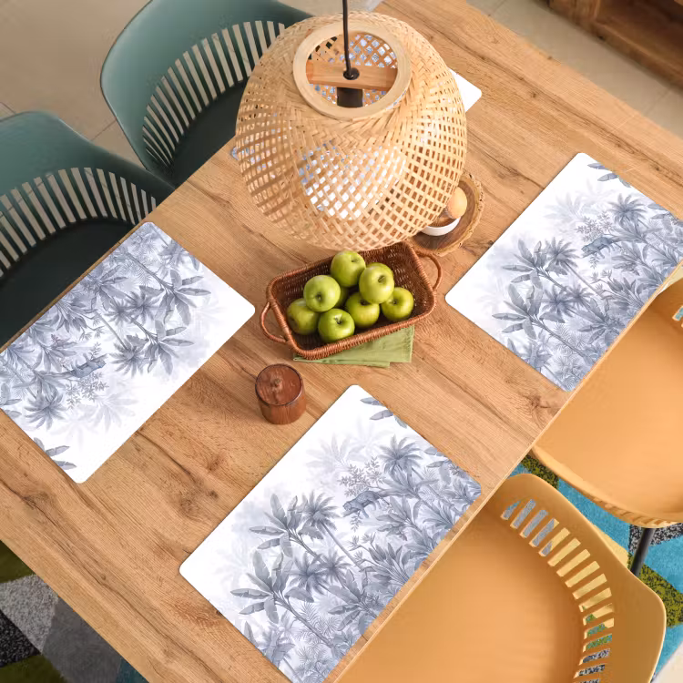 Placemat - 6 stuks - Kat - Tropisch bos - Modern - Grijs — 6