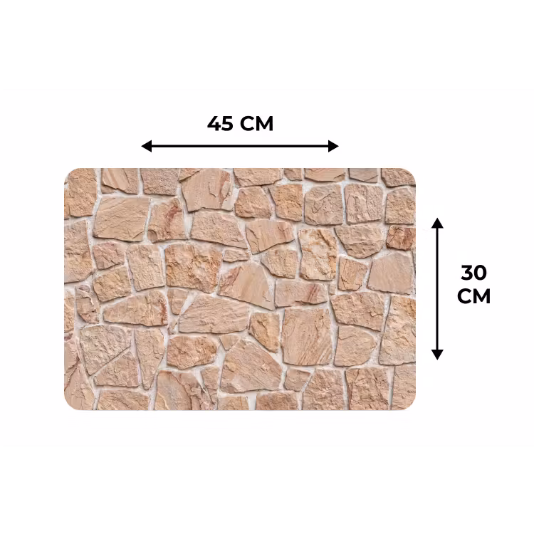 Placemat - 6 stuks - Muur - Steen - Patroon - Rustiek - Beige — 3