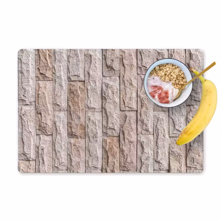 Placemat - 6 stuks - Muur - Steen - Ruw - Beige - Textuur — 1