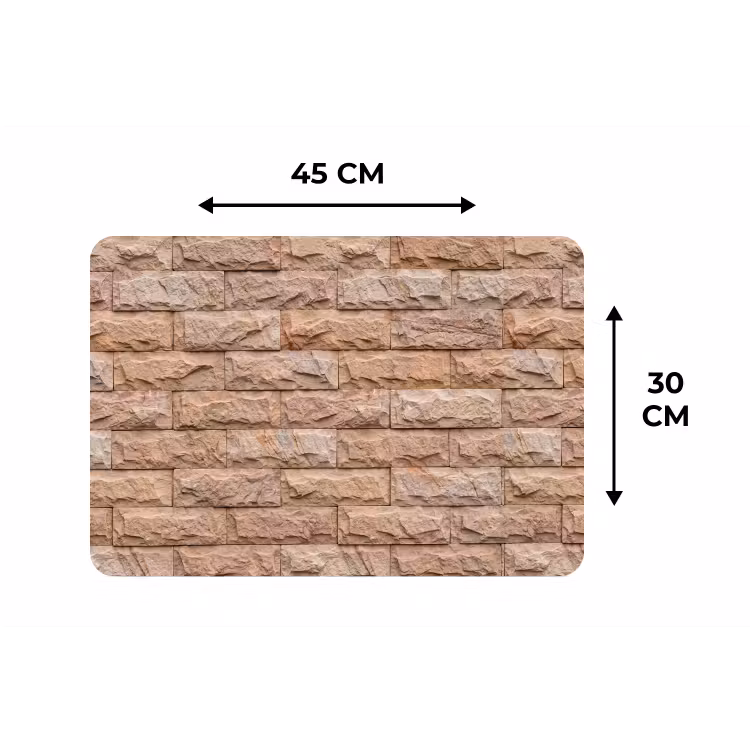 Placemat - 6 stuks - Muur - Steen - Ruw - Textuur - Beige — 3