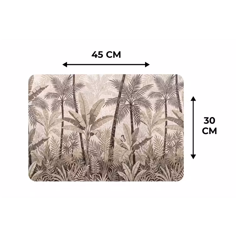 Placemat - 6 stuks - Natuur - Bladeren - Landschap - Mozaïek - Beige — 3
