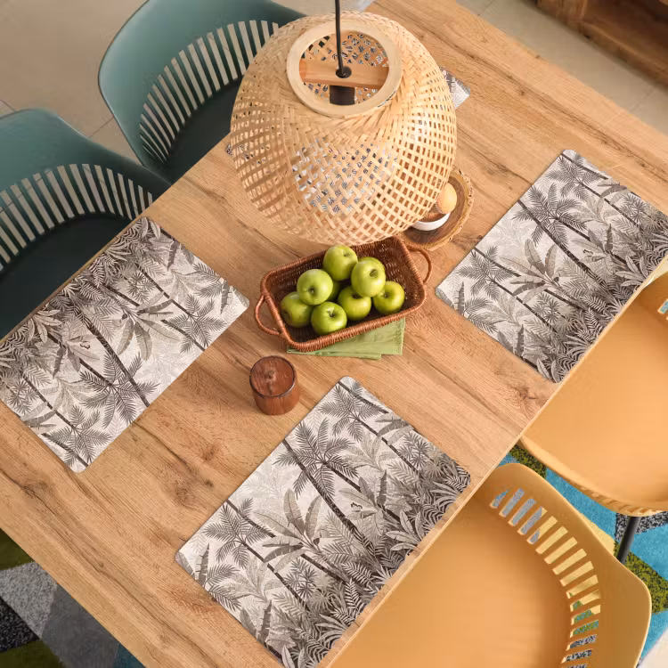 Placemat - 6 stuks - Natuur - Bladeren - Landschap - Mozaïek - Beige — 6