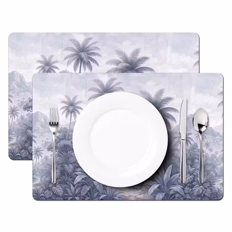 Placemat - 6 stuks - Natuur - Boom - Tropisch - Landschap - Blauw — 2