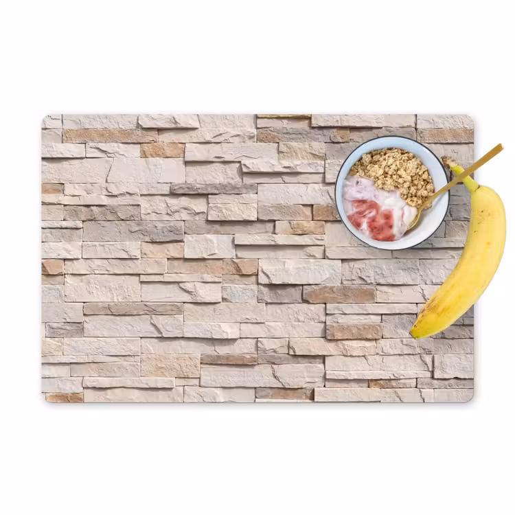 Placemat - 6 stuks - Steen - Muur - Textuur - Rustiek - Beige — 1