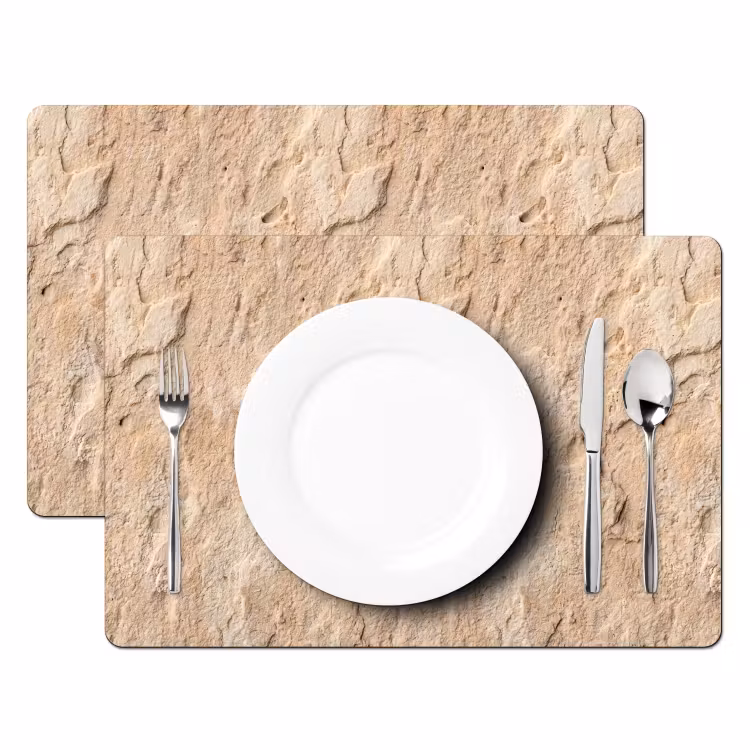Placemat - 6 stuks - Textuur - Steen - Natuur - Beige — 2