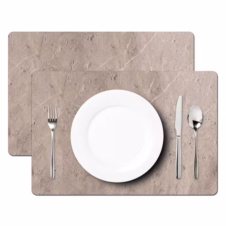 Placemat - 6 stuks - Textuur - Steen - Patroon - Rustiek - Beige — 2