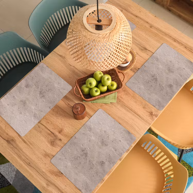 Placemat - 6 stuks - Textuur - Steen - Patroon - Rustiek - Beige — 6