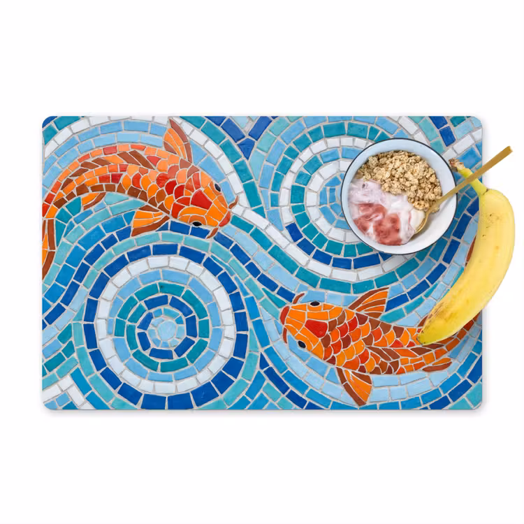 Placemat - 6 stuks - Vis - Mozaïek - Water - Decoratief - Blauw — 1