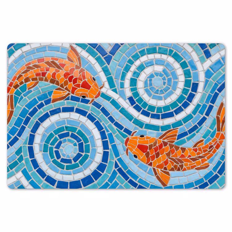 Placemat - 6 stuks - Vis - Mozaïek - Water - Decoratief - Blauw — 7