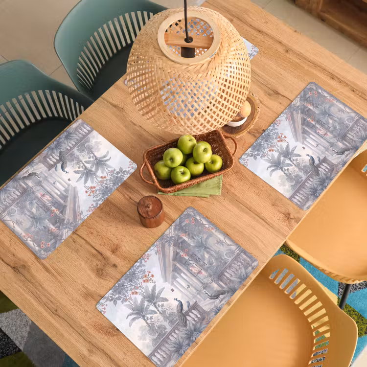 Placemat - 6 stuks - Vogel - Pauw - Architectuur - Klassiek - Groen — 6