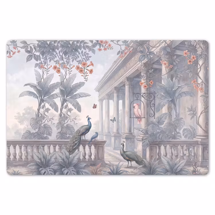 Placemat - 6 stuks - Vogel - Pauw - Architectuur - Klassiek - Groen — 7