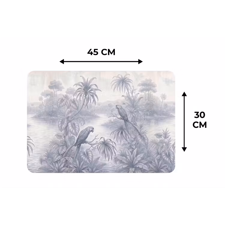 Placemat - 6 stuks - Vogel - Rivier - Tropisch - Illustratie - Blauw — 3