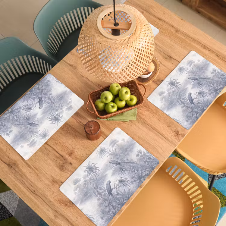Placemat - 6 stuks - Vogel - Rivier - Tropisch - Illustratie - Blauw — 6