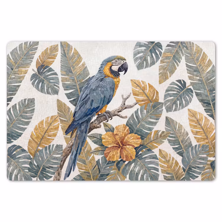 Placemat - 6 stuks - Vogel - Tak - Natuur - Mozaïek - Blauw — 7