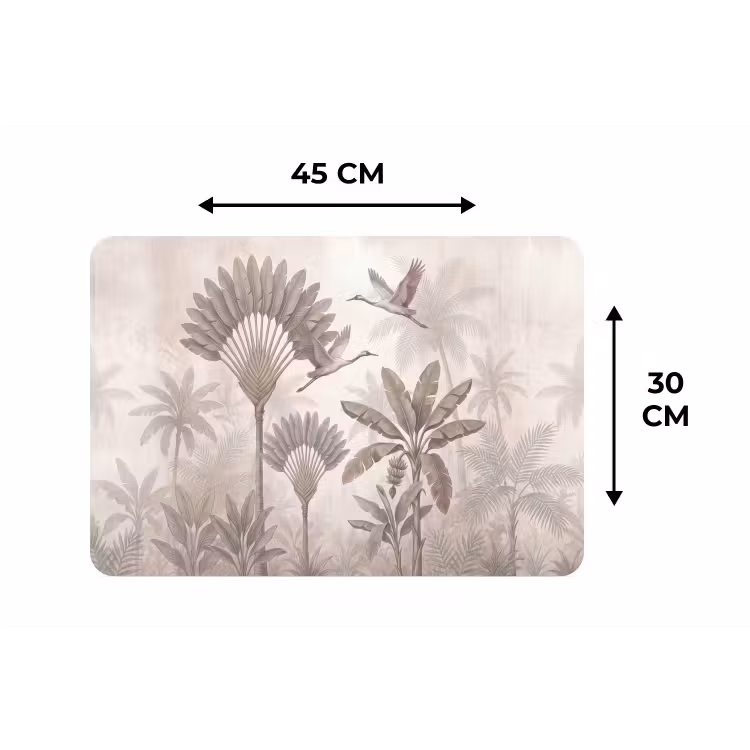 Placemat - 6 stuks - Vogel - Tropisch - Jungle - Natuur - Beige — 3