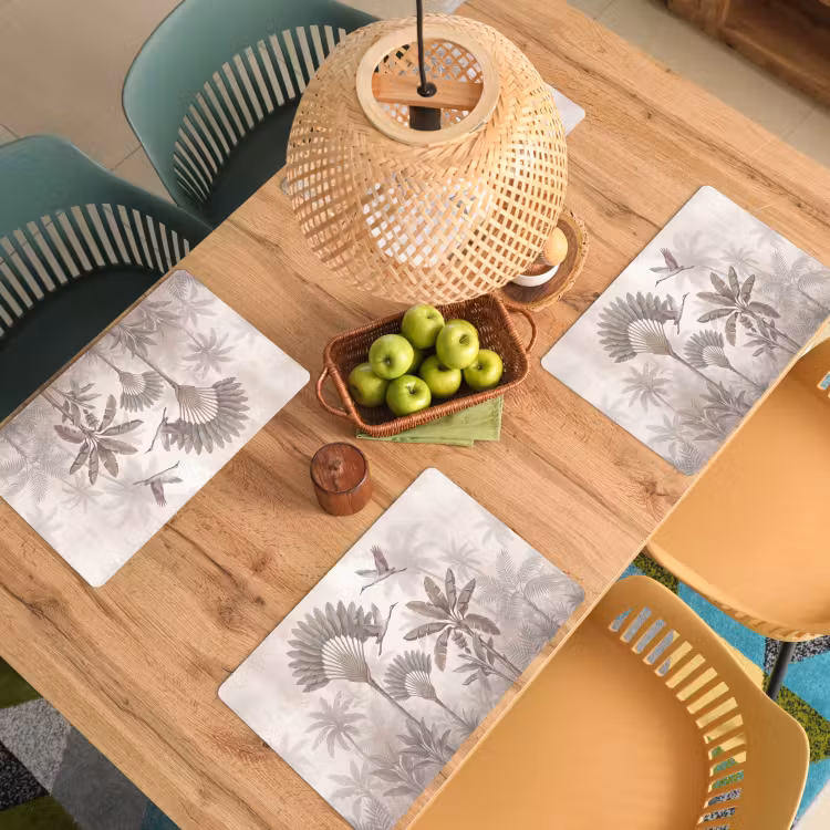 Placemat - 6 stuks - Vogel - Tropisch - Jungle - Natuur - Beige — 6