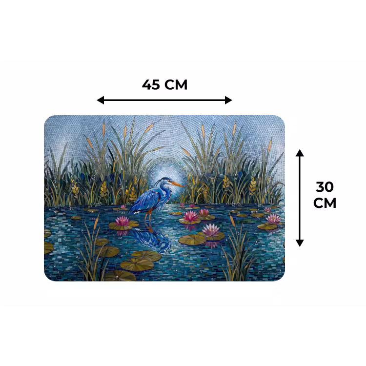 Placemat - 6 stuks - Vogel - Water - Natuur - Abstract - Blauw — 3