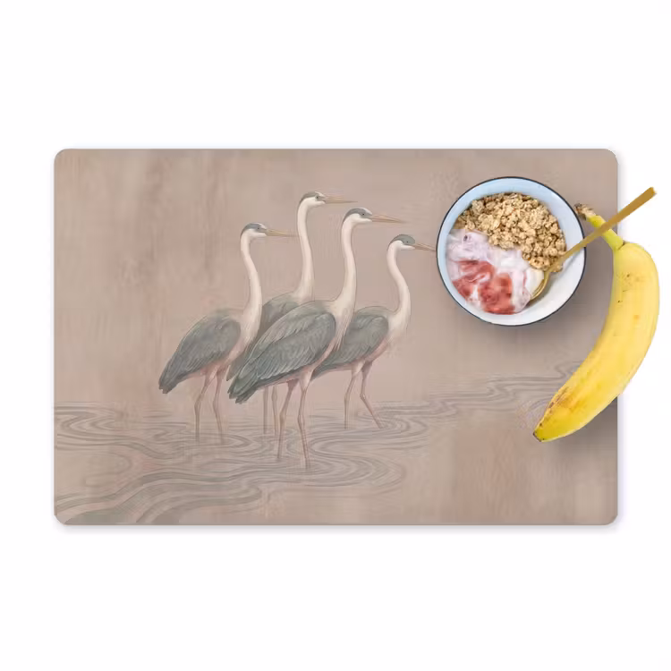 Placemat - 6 stuks - Vogel - Water - Natuur - Vintage — 1