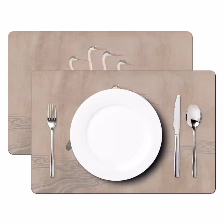 Placemat - 6 stuks - Vogel - Water - Natuur - Vintage — 2