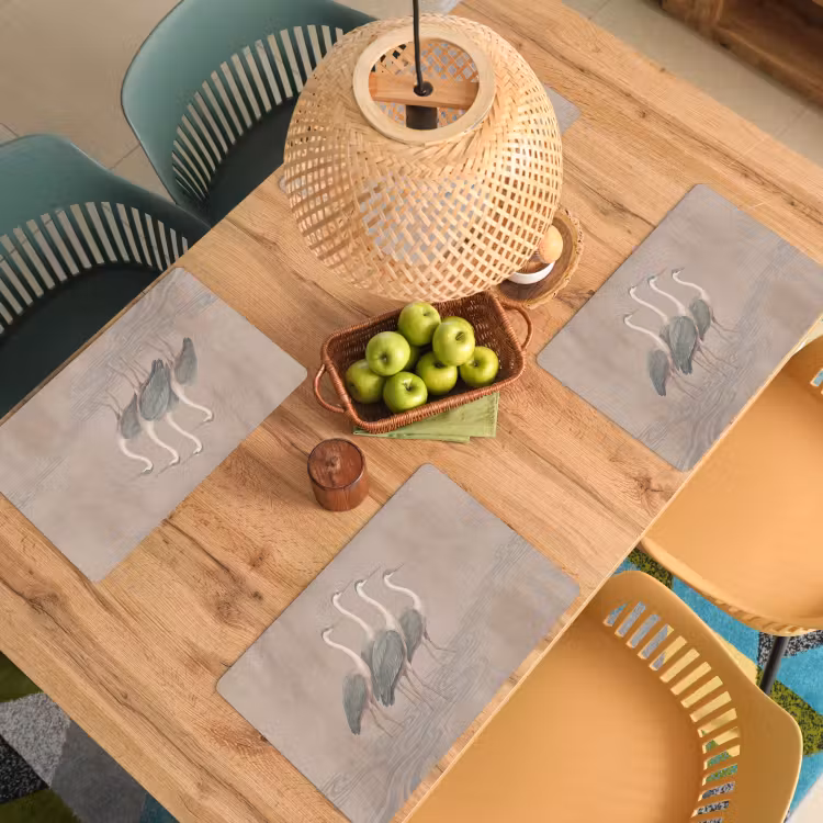 Placemat - 6 stuks - Vogel - Water - Natuur - Vintage — 6