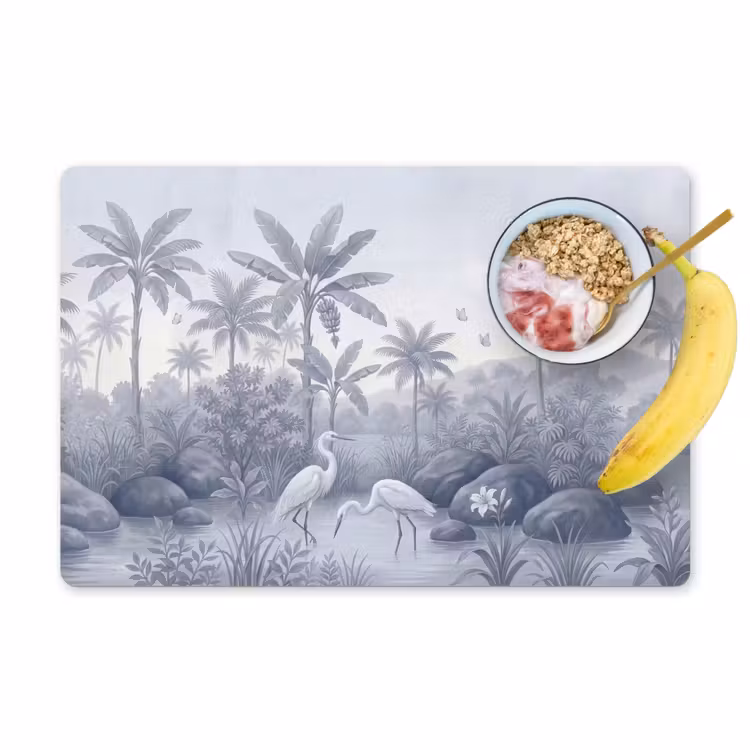Placemat - 6 stuks - Vogel - Water - Tropisch - Natuur - Blauw — 1