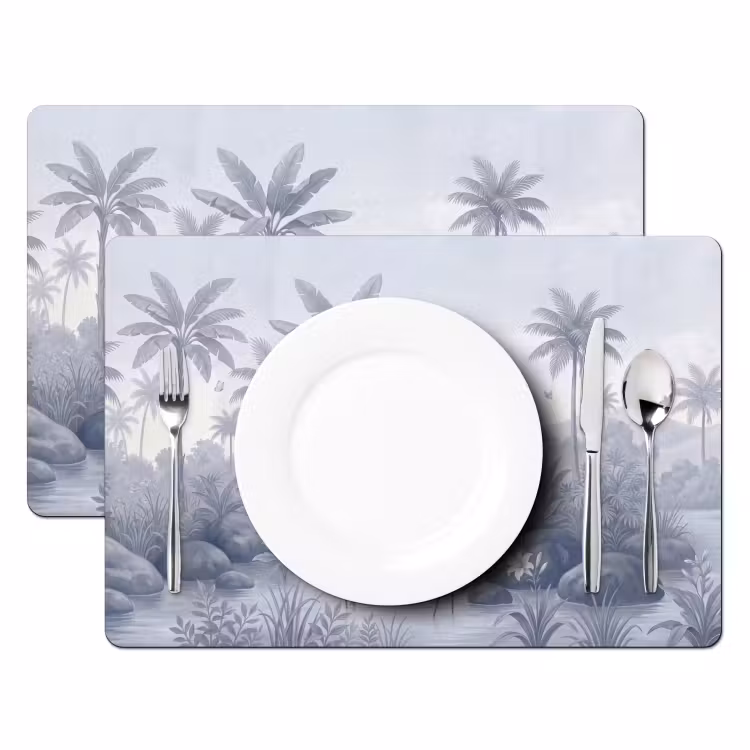 Placemat - 6 stuks - Vogel - Water - Tropisch - Natuur - Blauw — 2
