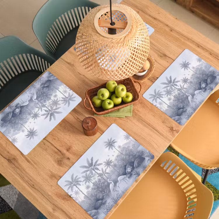 Placemat - 6 stuks - Vogel - Water - Tropisch - Natuur - Blauw — 6