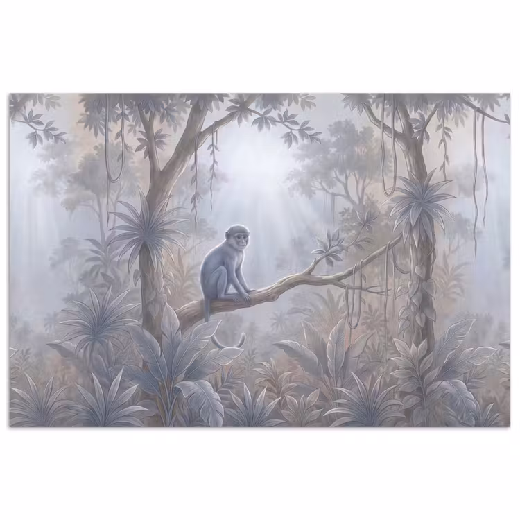 Poster - Aap - Boom - Jungle - Natuur - Grijs — 1