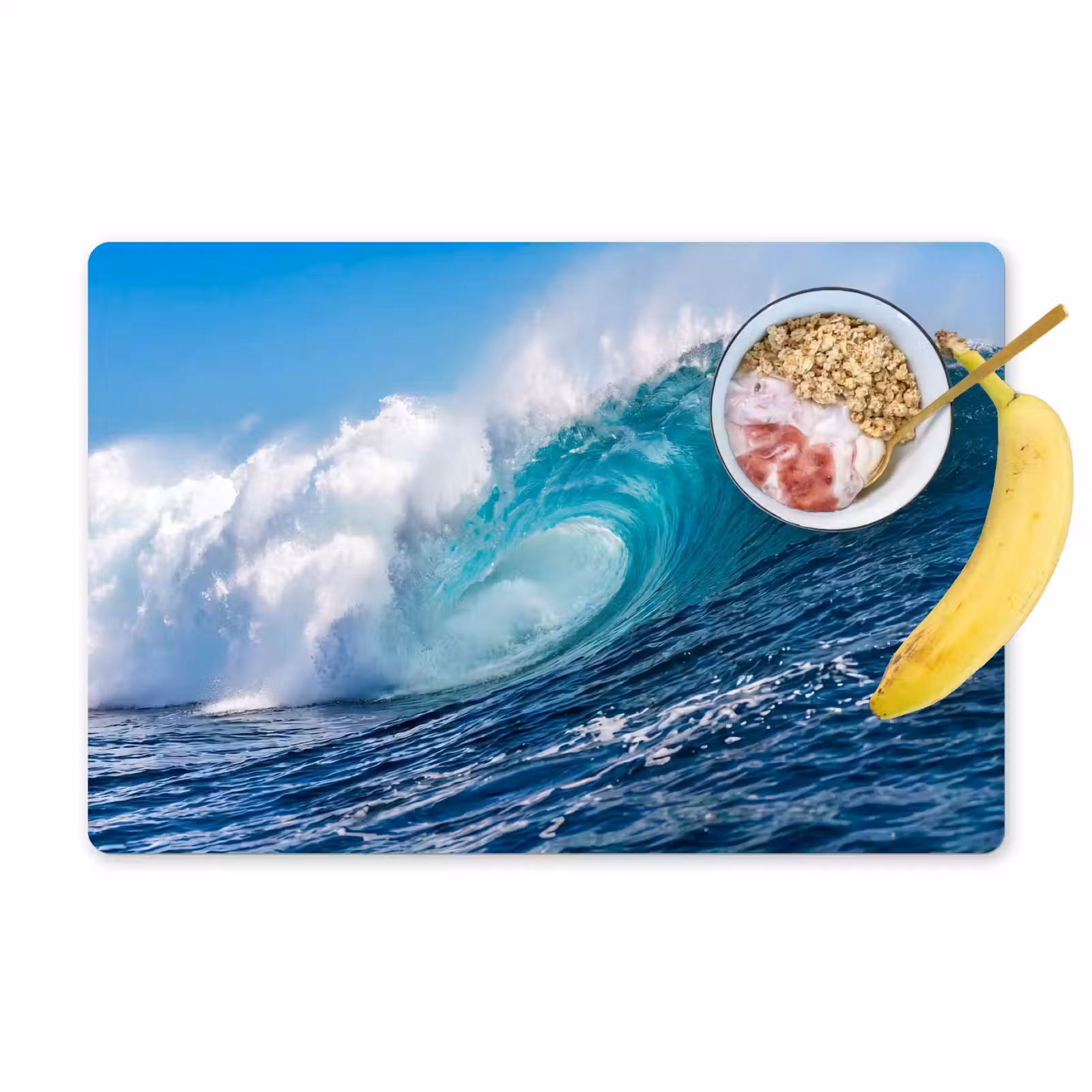 Placemat - 6 stuks - Golf - Oceaan - Water - Dynamisch - Blauw — 1