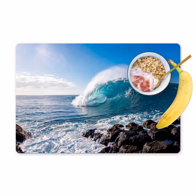 Placemat - 6 stuks - Golf - Oceaan - Brekend - Water - Blauw — 1