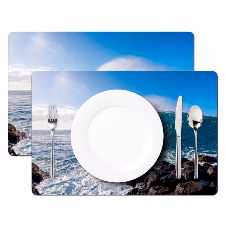 Placemat - 6 stuks - Golf - Oceaan - Brekend - Water - Blauw — 2