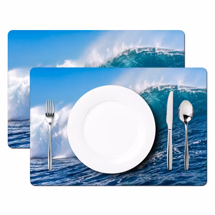 Placemat - 6 stuks - Golf - Oceaan - Water - Dynamisch - Blauw — 2