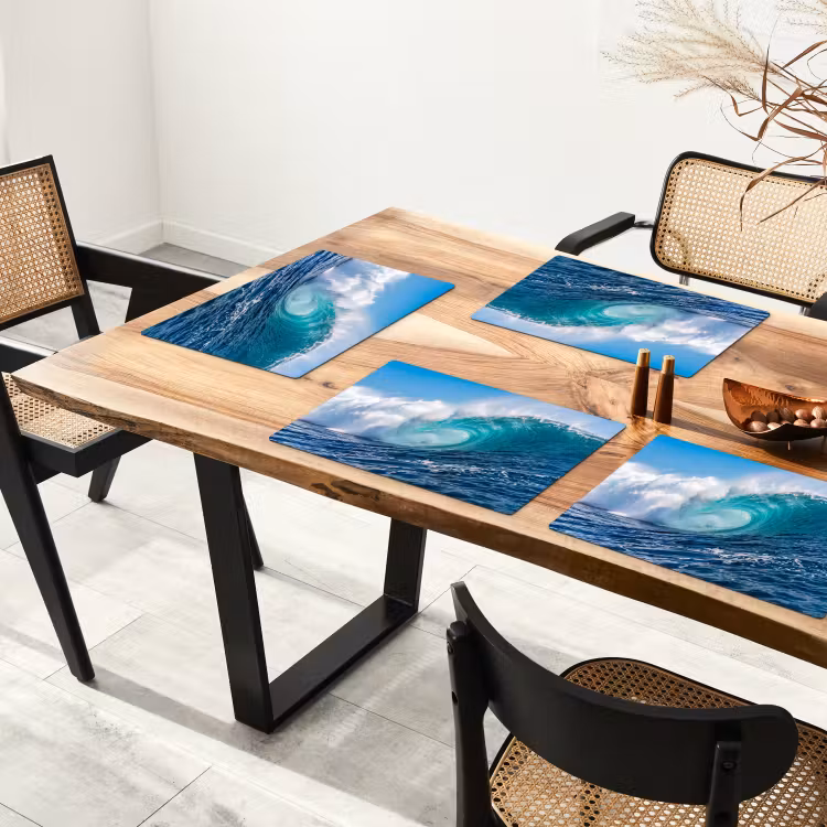 Placemat - 6 stuks - Golf - Oceaan - Water - Dynamisch - Blauw — 5