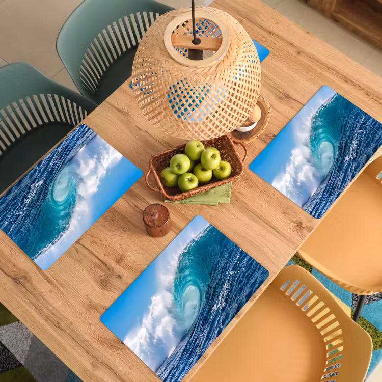 Placemat - 6 stuks - Golf - Oceaan - Water - Dynamisch - Blauw — 6