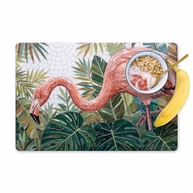 Placemat - 6 stuks - Natuur - Bladeren - Abstract - Groen - Vogel — 1