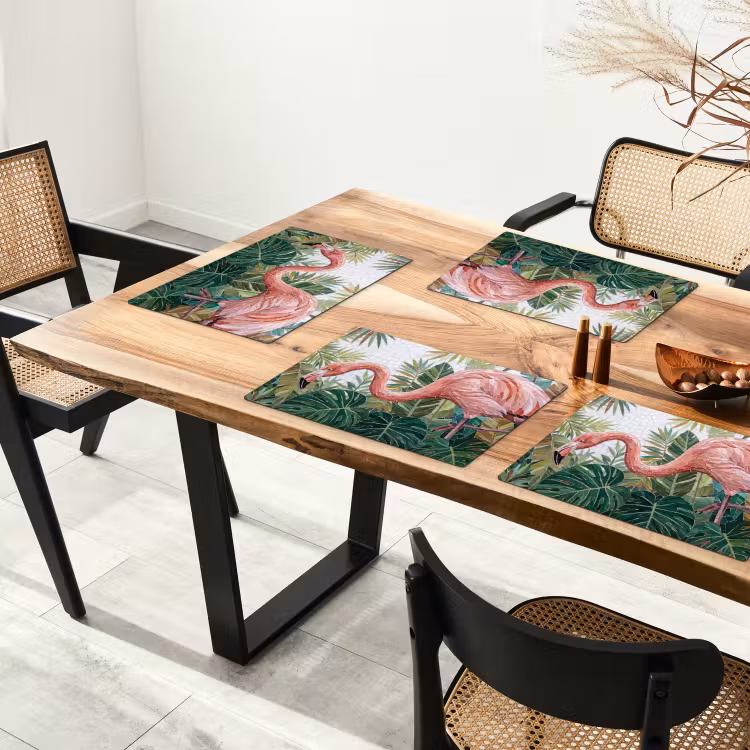 Placemat - 6 stuks - Natuur - Bladeren - Abstract - Groen - Vogel — 5